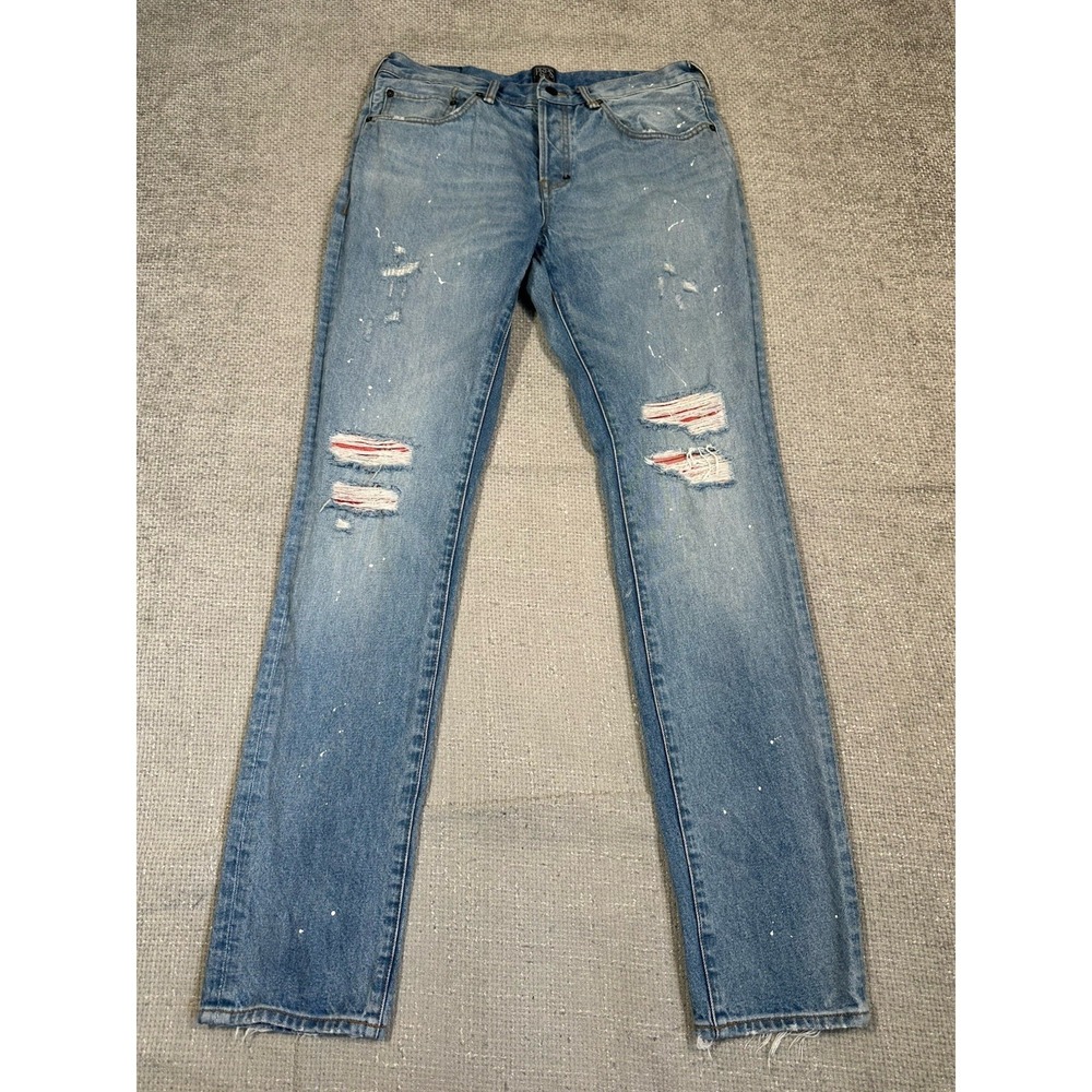 PRPS Jeans Mens 34x34 Blue Le Sabre‎ Slim Tapered Fit Distressed Paint Splatter